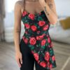 Red Roses Drapped Top