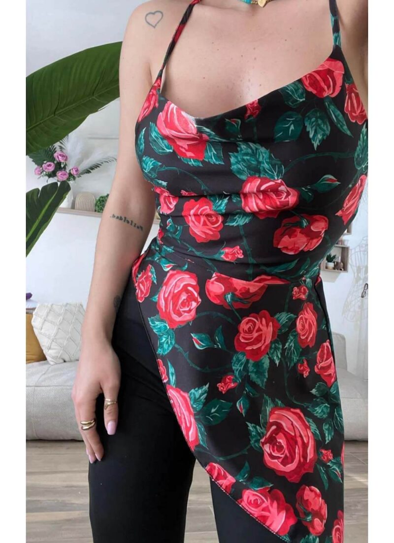 Red Roses Drapped Top