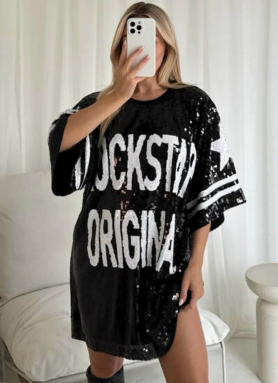 Rockstar Black T-shirt Dress