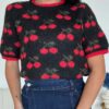 Cherries Black Blouse