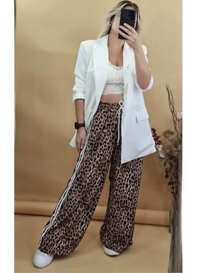 Peyton Animal Print White Pant