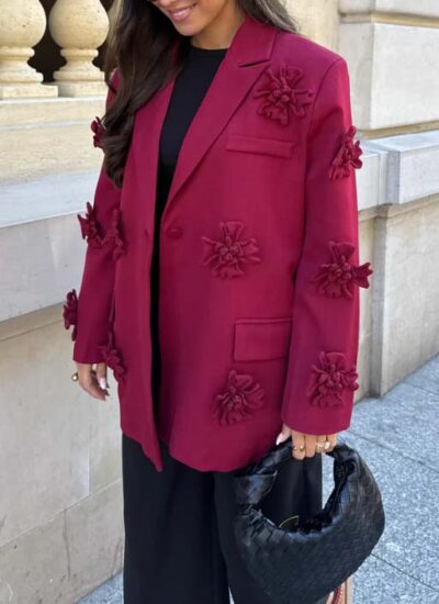 Flora Dark Red Blazer