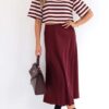 Aurelia Dark Red Midi Skirt