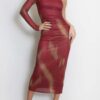 Brita Dark Red Midi Dress