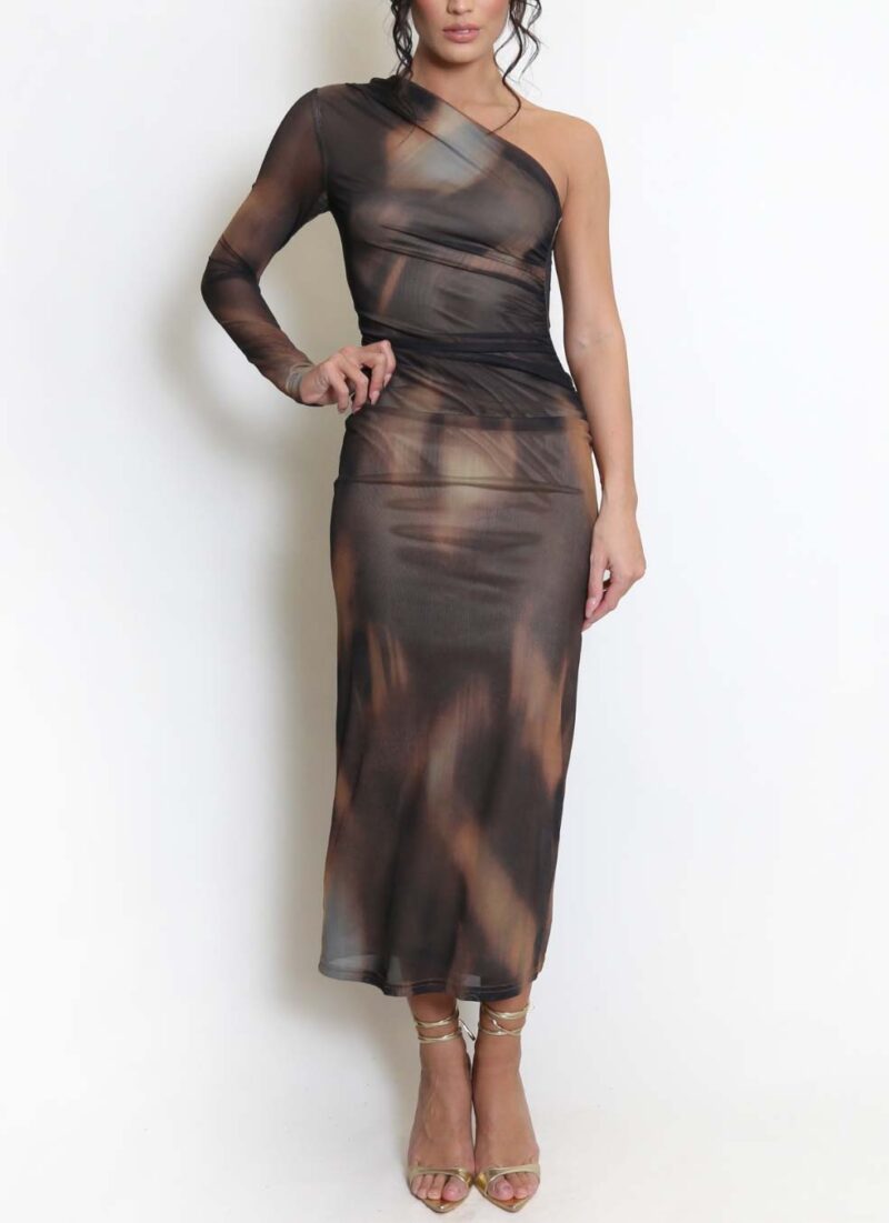 Brita Brown Midi Dress