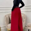 Παντελόνα υφασμάτινη με πιέτες MARITONIA RED