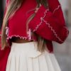 Πλεκτή Crop Μπλούζα Monica RED