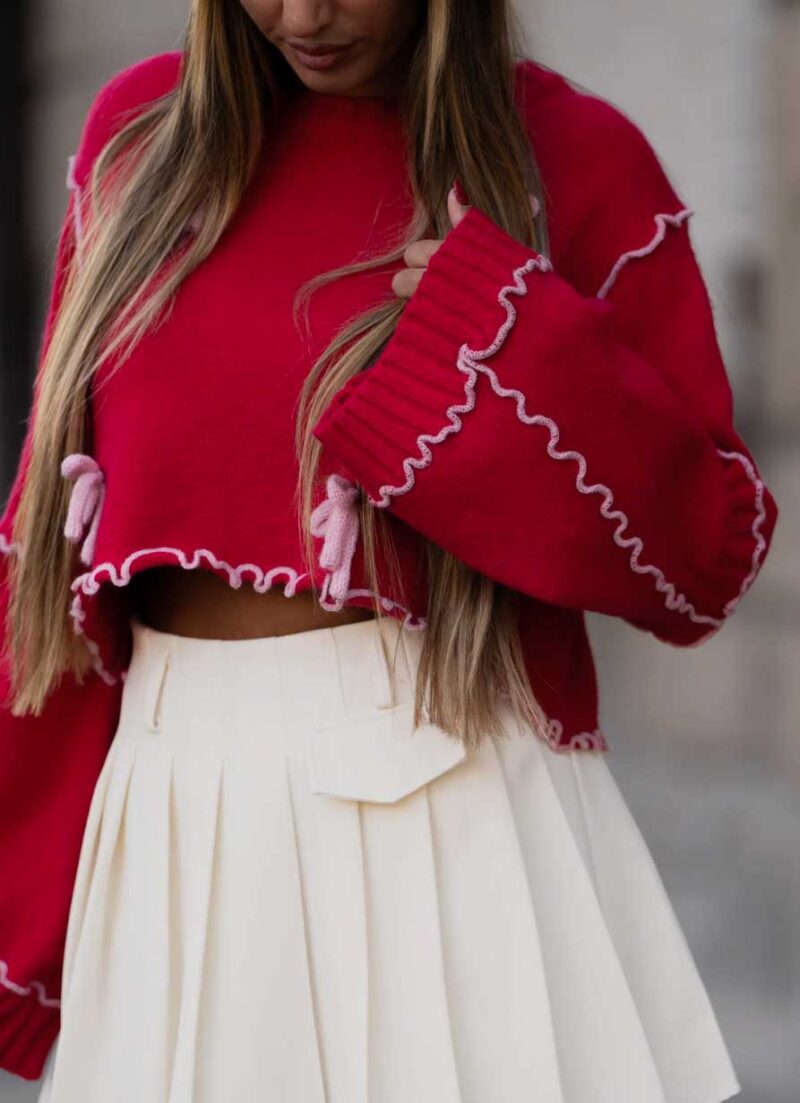 Πλεκτή Crop Μπλούζα Monica RED