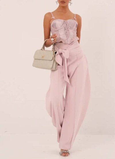 Ballon υφασμάτινο παντελόνι με φιόγκο ANDORA Pink