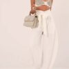 Ballon υφασμάτινο παντελόνι με φιόγκο ANDORA Off White