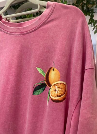 Κοντομάνικο βαμβακερό T-Shirt με στάμπα ORANGE PINK