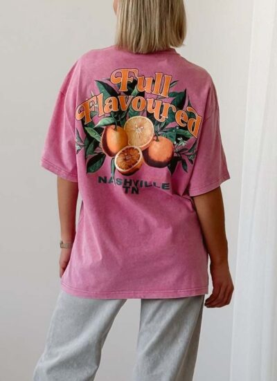 Κοντομάνικο βαμβακερό T-Shirt με στάμπα ORANGE PINK