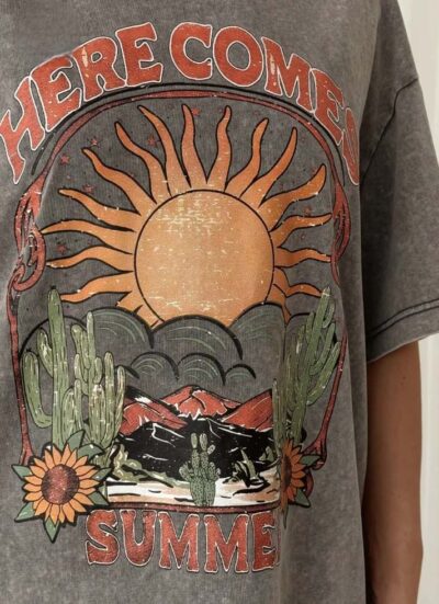 Κοντομάνικο βαμβακερό T-Shirt με στάμπα SUMMER
