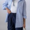 Μακρυμάνικο oversized ριγέ πουκάμισο JASMENA BLUE