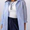 Μακρυμάνικο oversized ριγέ πουκάμισο JASMENA BLUE