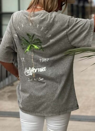 Κοντομάνικο βαμβακερό T-Shirt με στάμπα CALIFORNIA
