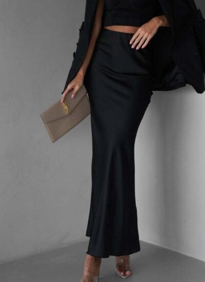 Φούστα maxi satine DIONISIA BLACK