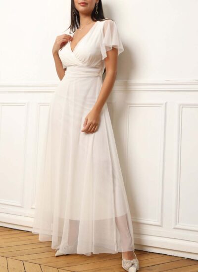 Φόρεμα maxi κρουαζέ ELEVE WHITE