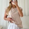 Μπλούζα αμάνικη με βάτες ELIN Beige