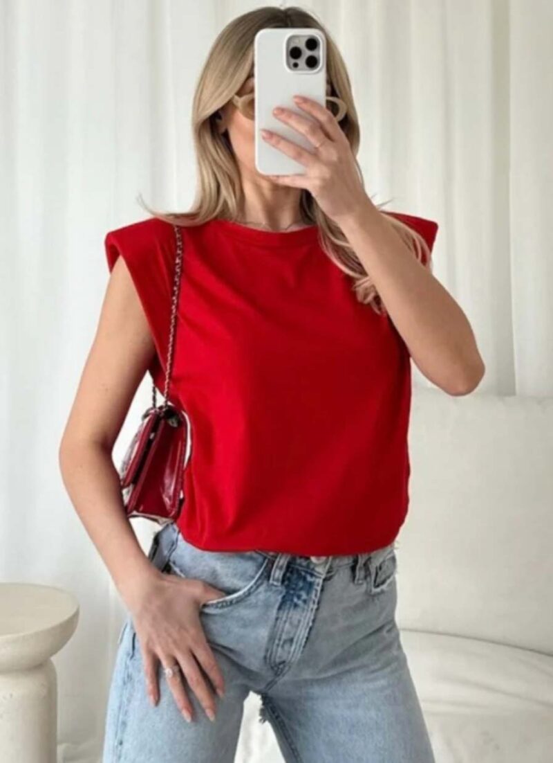 Μπλούζα αμάνικη με βάτες ELIN RED