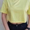 Κοντομάνικο Crop T-Shirt με στρας ERI YELLOW