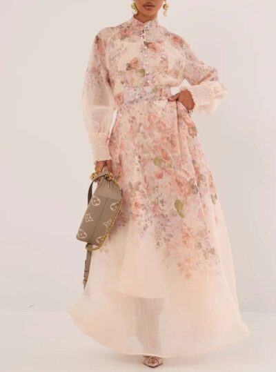 Σετ floral πουκάμισο με maxi φούστα KATHRINE