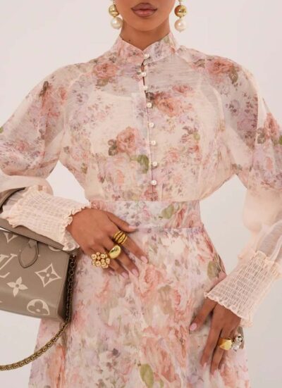 Σετ floral πουκάμισο με maxi φούστα KATHRINE