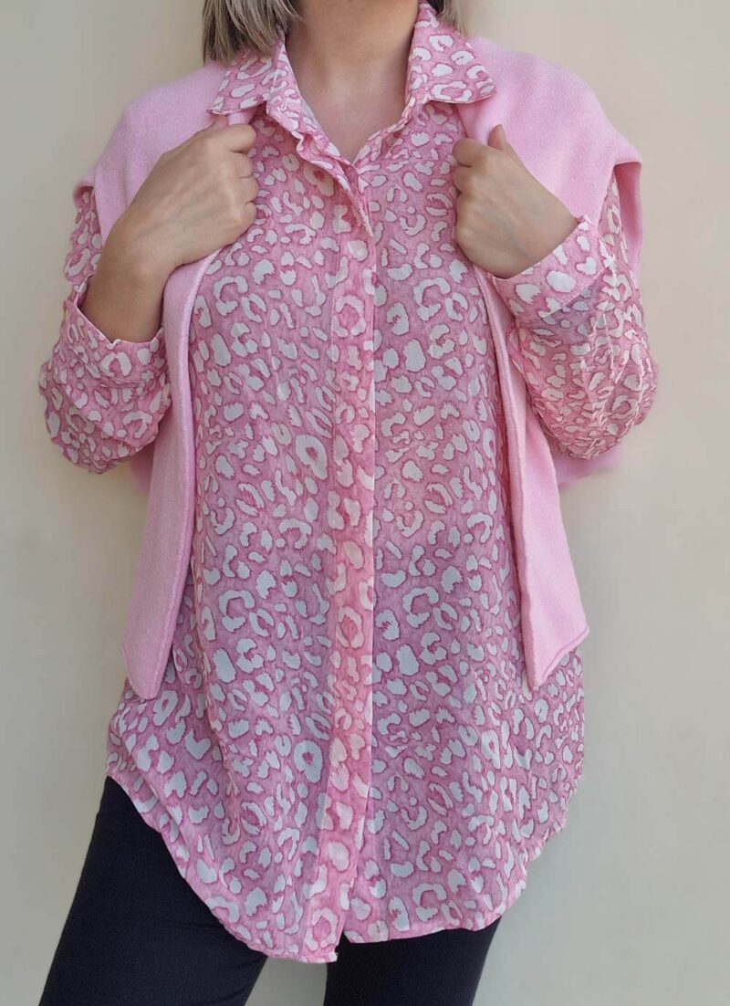 Πουκάμισο με animal print LEONA PINK