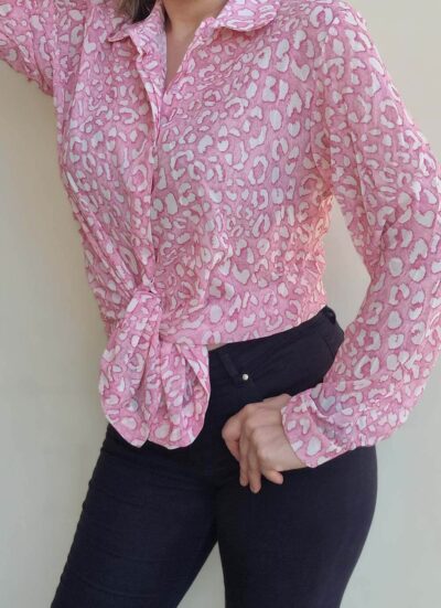 Πουκάμισο με animal print LEONA PINK