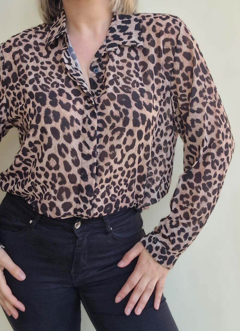 Πουκάμισο με animal print LEONA BEIGE