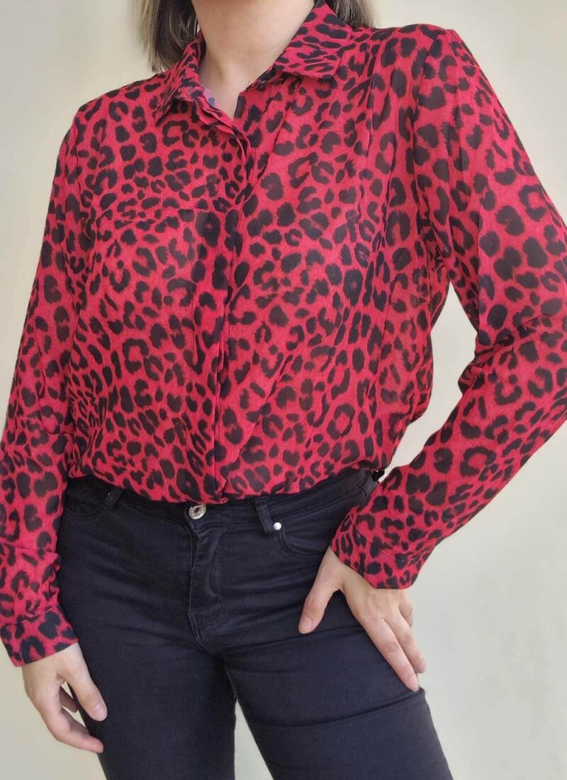 Πουκάμισο με animal print LEONA RED