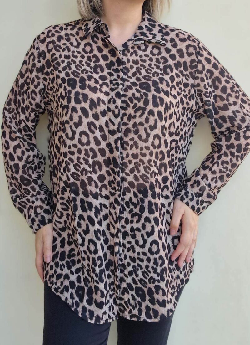 Πουκάμισο με animal print LEONA BEIGE