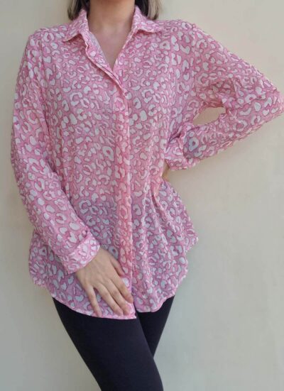 Πουκάμισο με animal print LEONA PINK