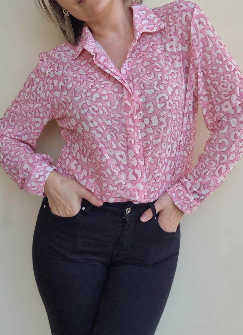 Πουκάμισο με animal print LEONA PINK