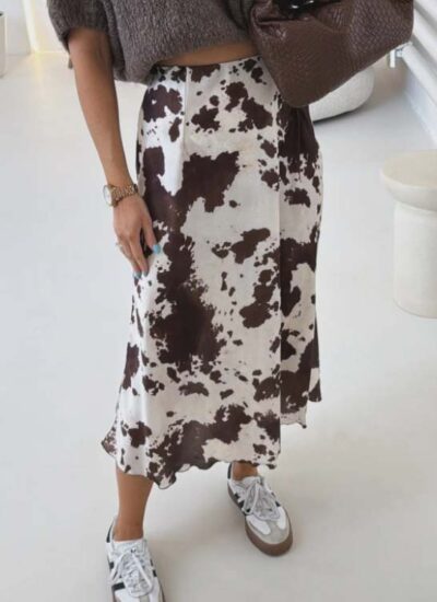 Φούστα midi με animal print LEX