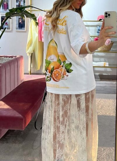 Κοντομάνικο βαμβακερό T-Shirt με στάμπα LIMOMCELLO WHITE