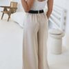 Παντελόνα υφασμάτινη με πιέτες MARITONIA BEIGE