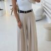 Παντελόνα υφασμάτινη με πιέτες MARITONIA BEIGE