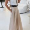 Παντελόνα υφασμάτινη με πιέτες MARITONIA BEIGE