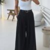Παντελόνα υφασμάτινη με πιέτες MARITONIA BLACK