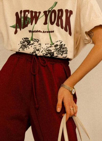 Κοντομάνικο T-Shirt με στάμπα NEW YORK CHERRY