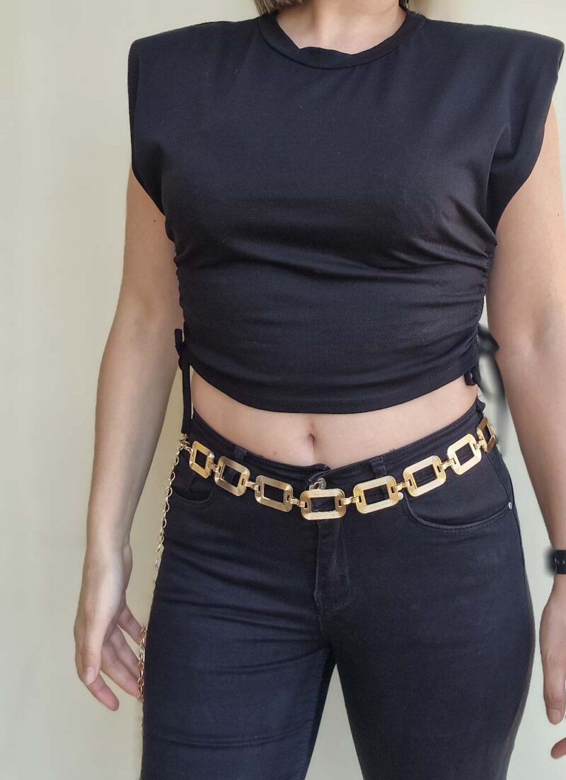 Crop μπλούζα αμάνικη με βάτες NINA