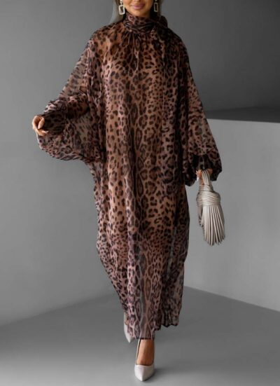 Φόρεμα maxi με animal print THALIA