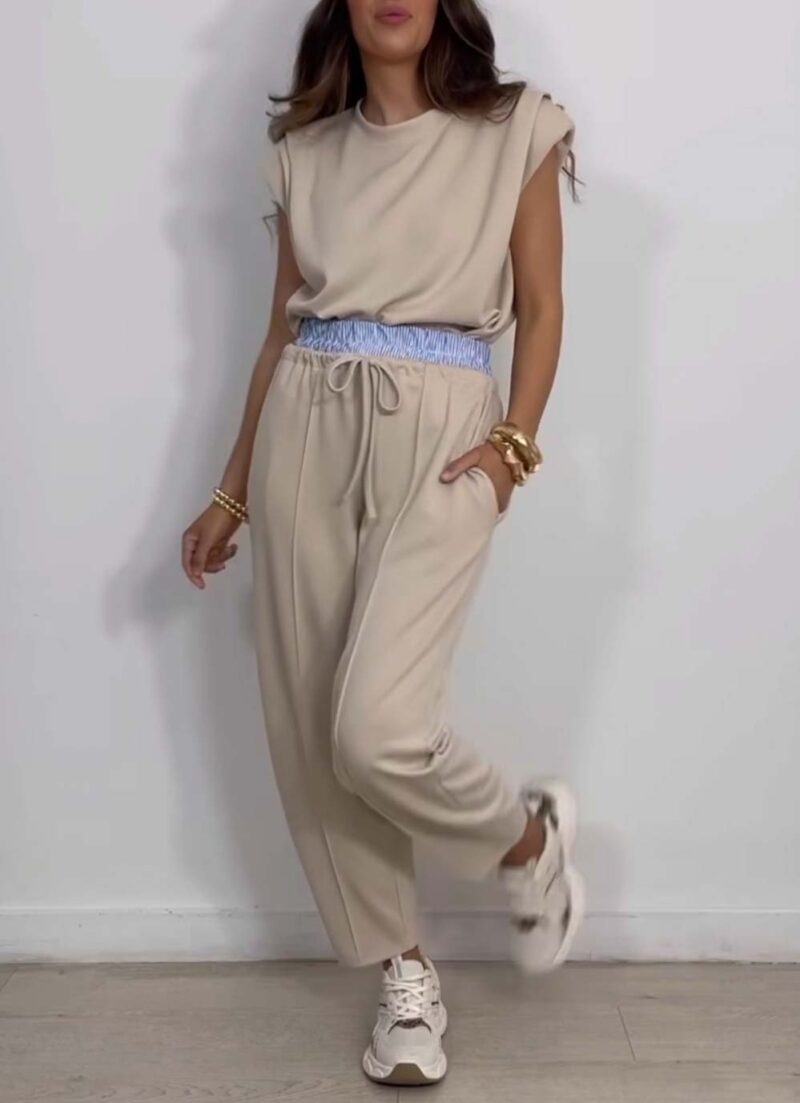 Σετ μπλούζα με παντελόνι RENE BEIGE
