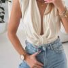 Κορμάκι αμάνικο με βάτες SILIA BEIGE