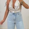Κορμάκι ντραπέ με γυαλάδα SILNA Beige