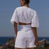 Shorts Ψηλόμεσο με Ζώνη CANDY WHITE