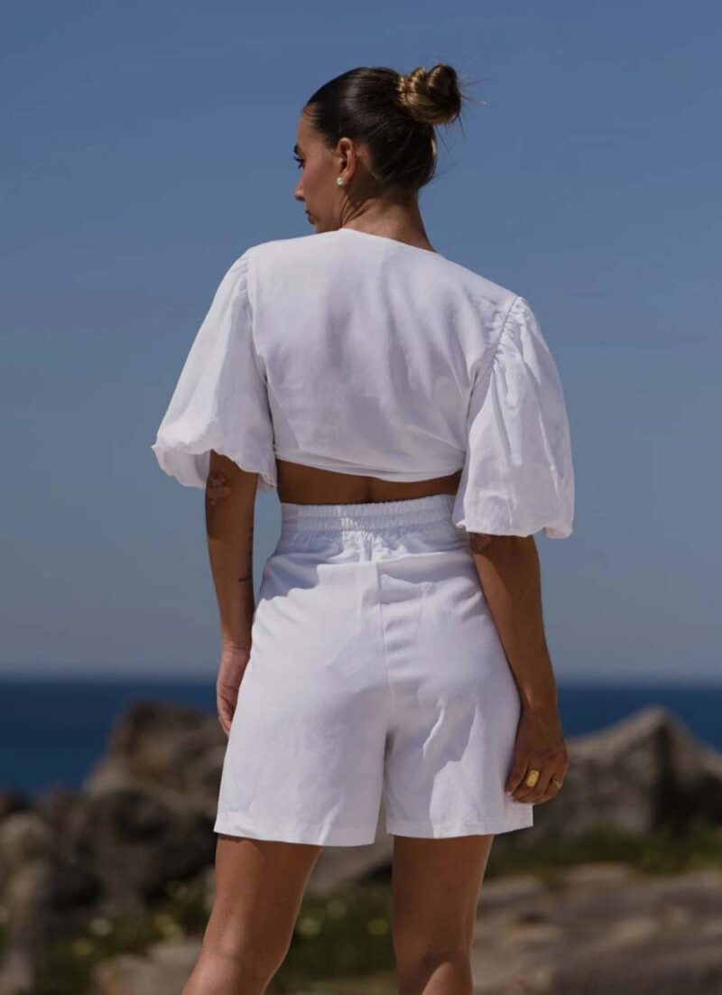 Shorts Ψηλόμεσο με Ζώνη CANDY WHITE