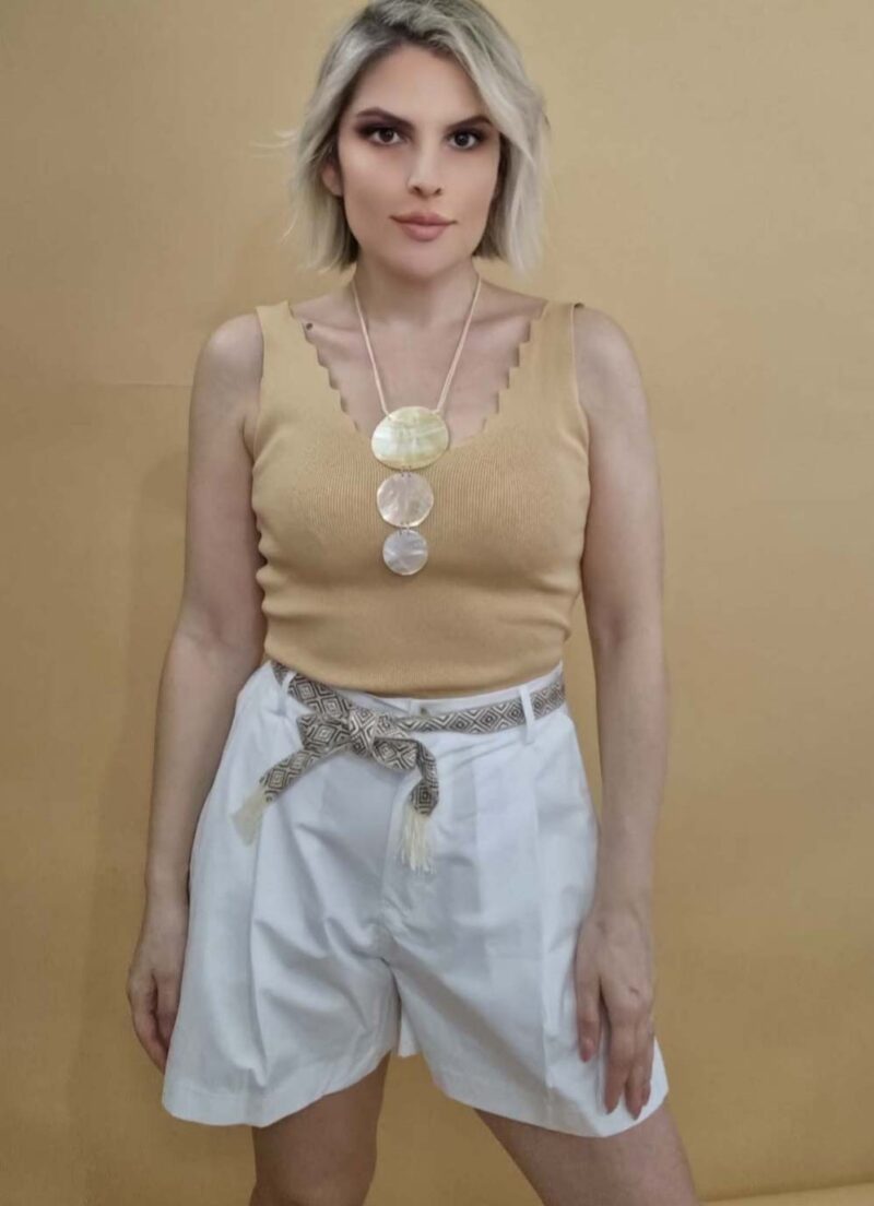 Shorts Ψηλόμεσο με Ζώνη CANDY WHITE