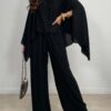 Σετ Μπλούζα Τουνίκ με Crop Top και Παντελόνα VALLERIA BLACK